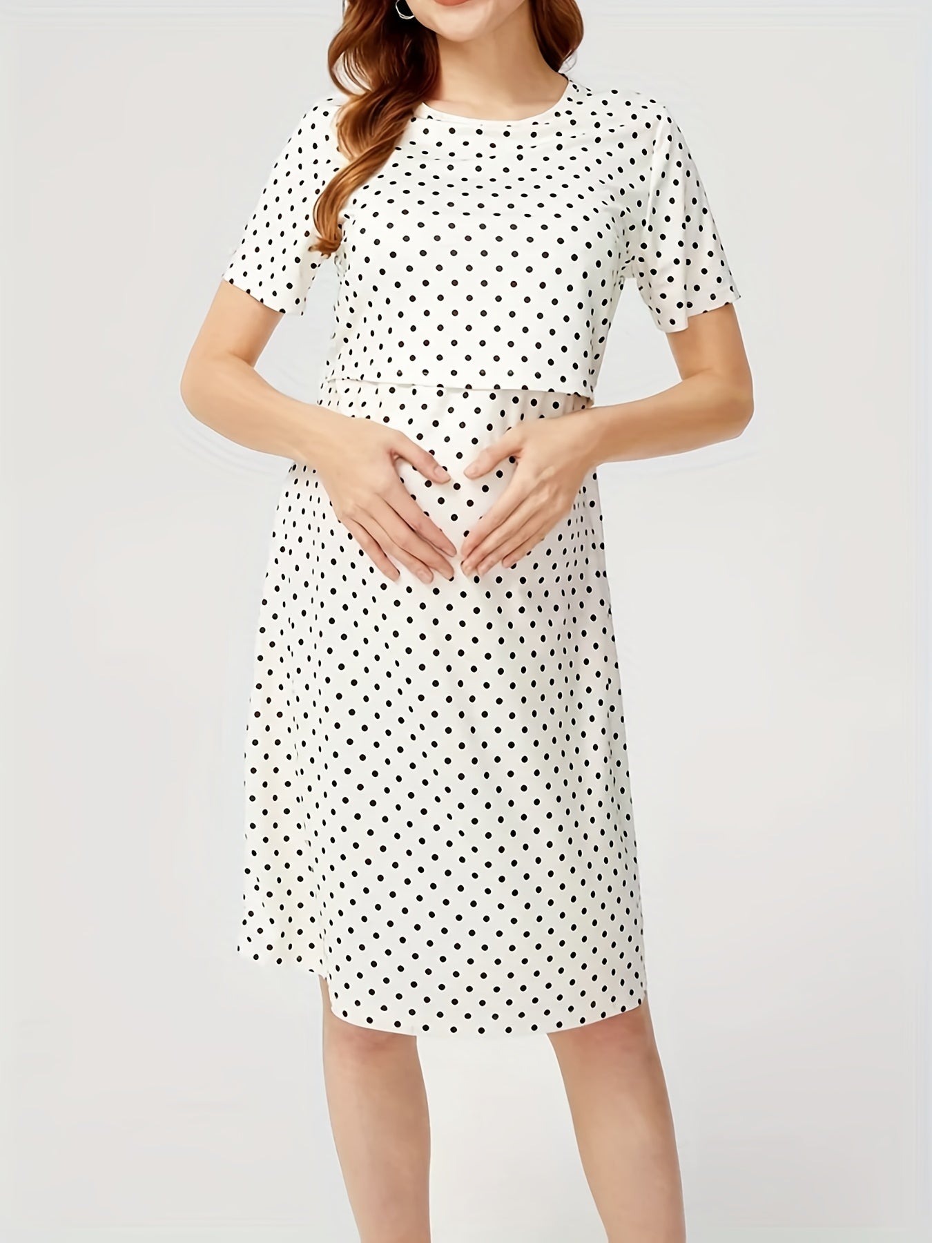 Maternity Polka Dot Breastfeeding Dress Summer Pregnancy Clothes