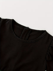 Girls' Short Sleeve Block Belted Dress For Party