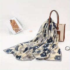 Boho Flower Print Scarf Classic Block Shawl Casual Headwraps