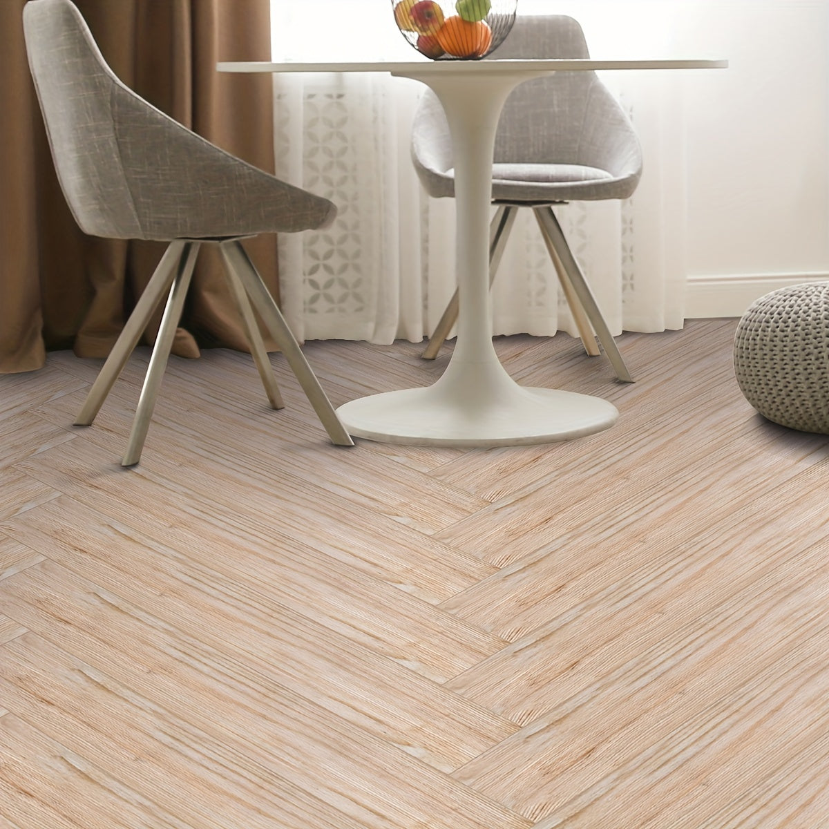 Brown Wood Grain Print Waterproof Floor Sticker