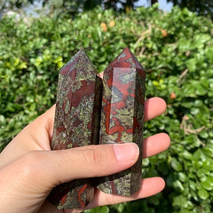 African Bloodstone Dragon's Blood Stone Pillar Tower Decoration