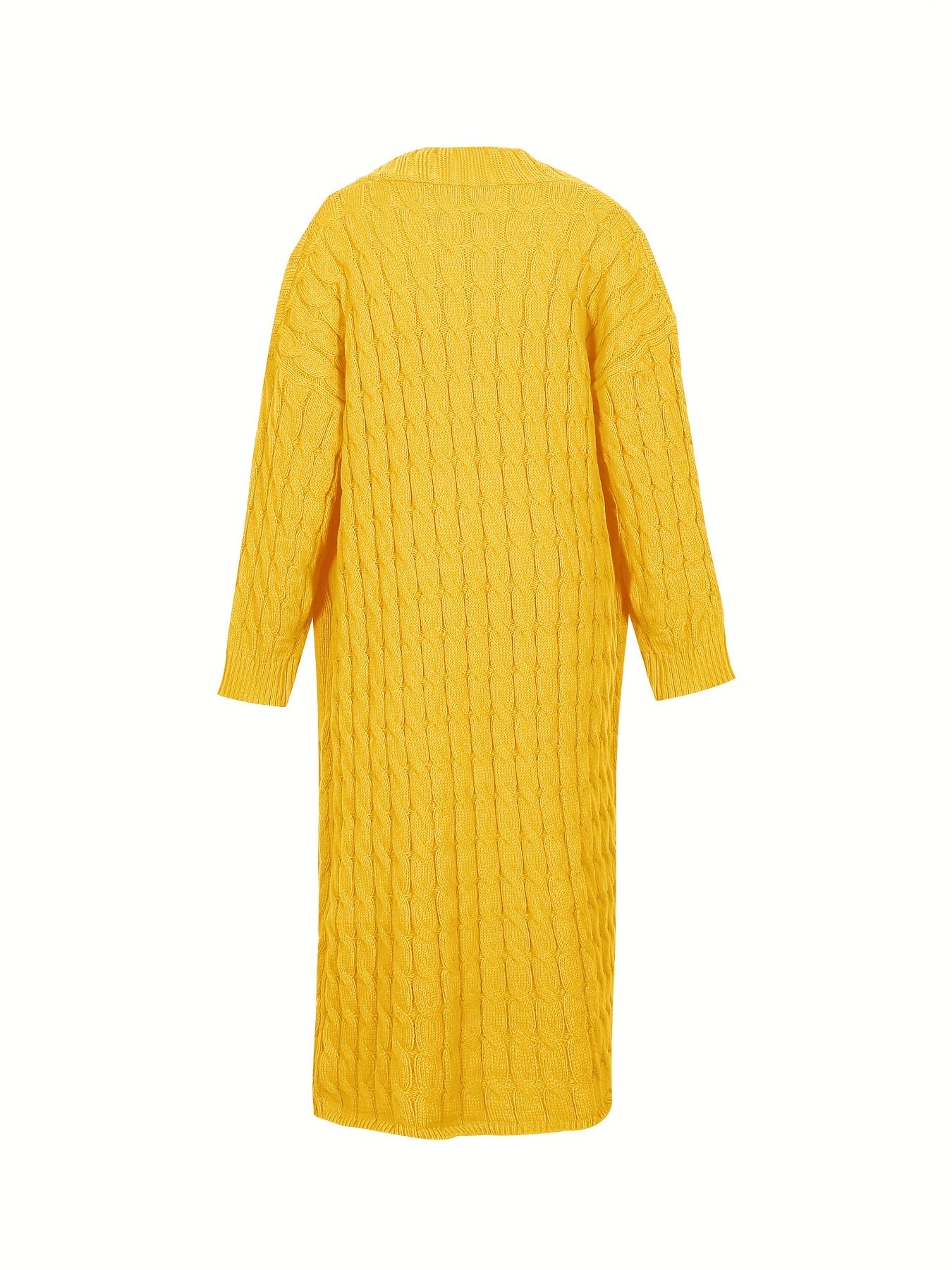 Cable Long Sleeve Open Front Cardigan with Pockets