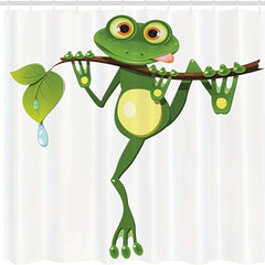Waterproof Frog Shower Curtain with Hooks 72x72in