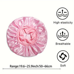 Wide Elastic Band Satin Sleep Cap for Women Night Sleeping Head Cover