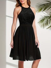 Lace Ruched Sleeveless Party Dress