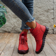 Women's High Top Flat Sneakers Lace Up Ankle Boots