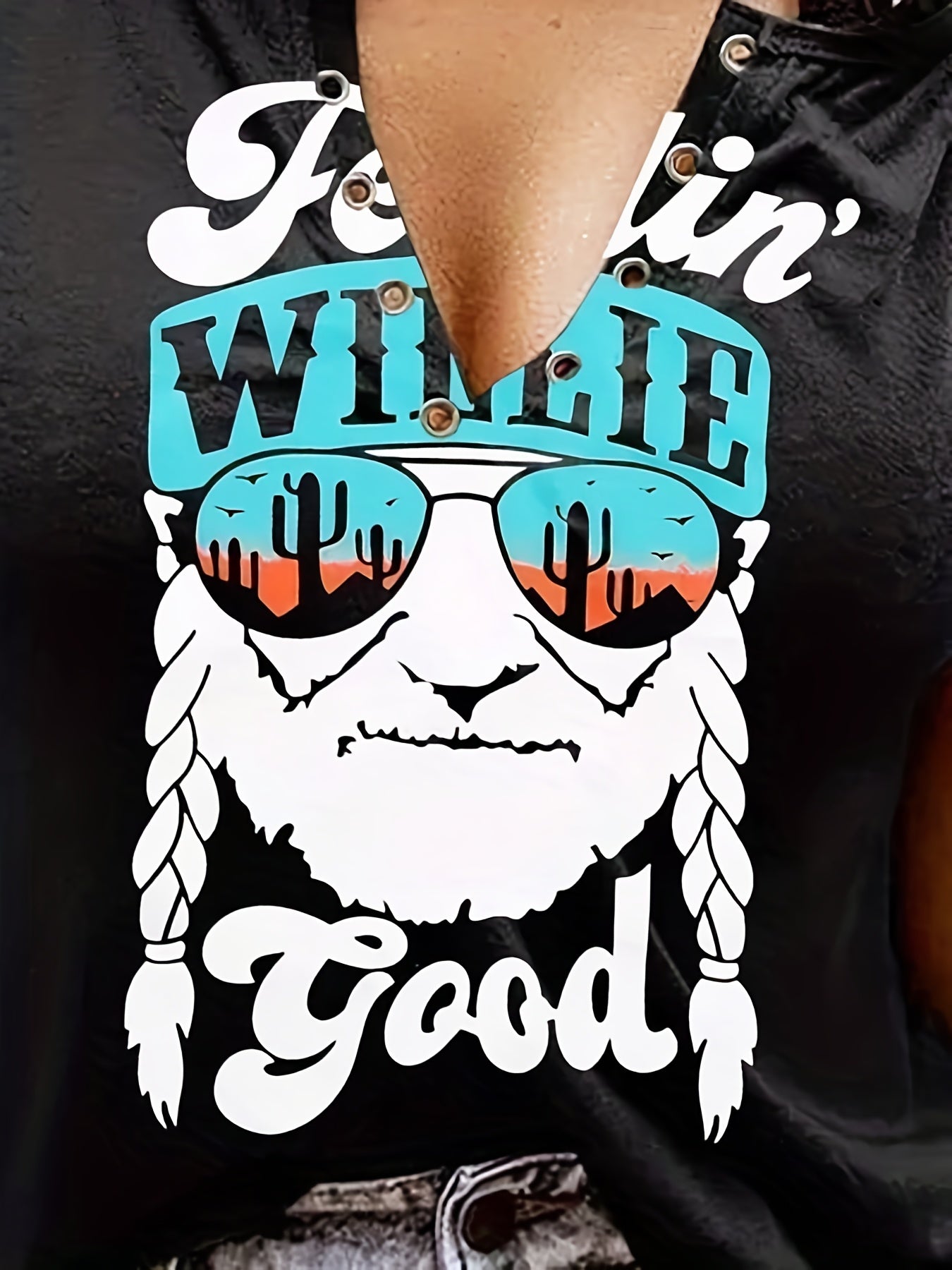 Figure Print V Neck Tank Top for Summer