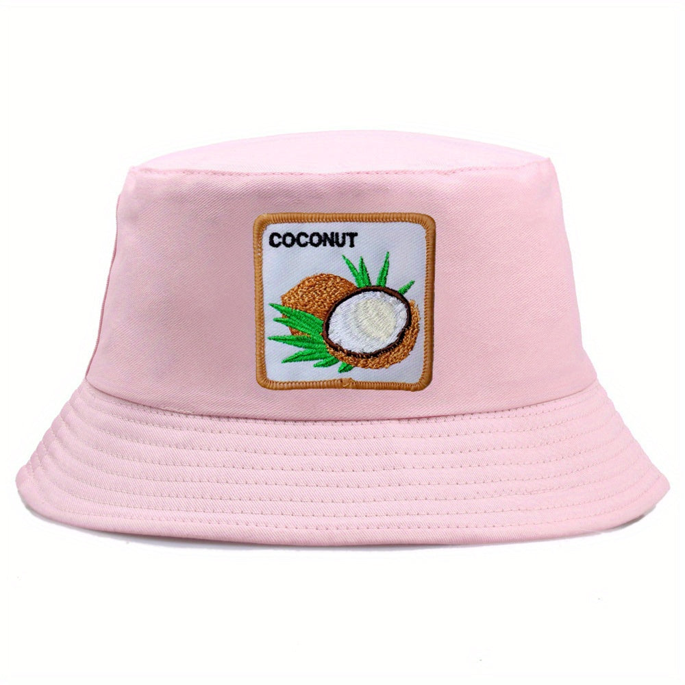 Coconut Embroidered Bucket Hat Unisex Sunshade Reversible Cap