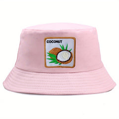 Coconut Embroidered Bucket Hat Unisex Sunshade Reversible Cap