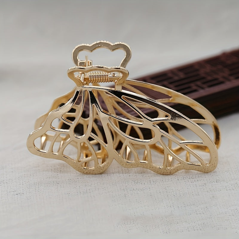 Large Butterfly Gold Claw Clip Strong Hold Hair Jaw Clip