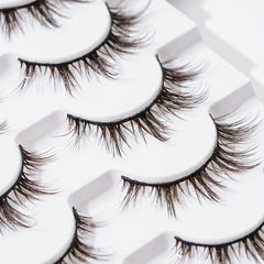 7 Pairs Brown Spiky Manga Lashes Natural Look Cosplay False Eyelashes