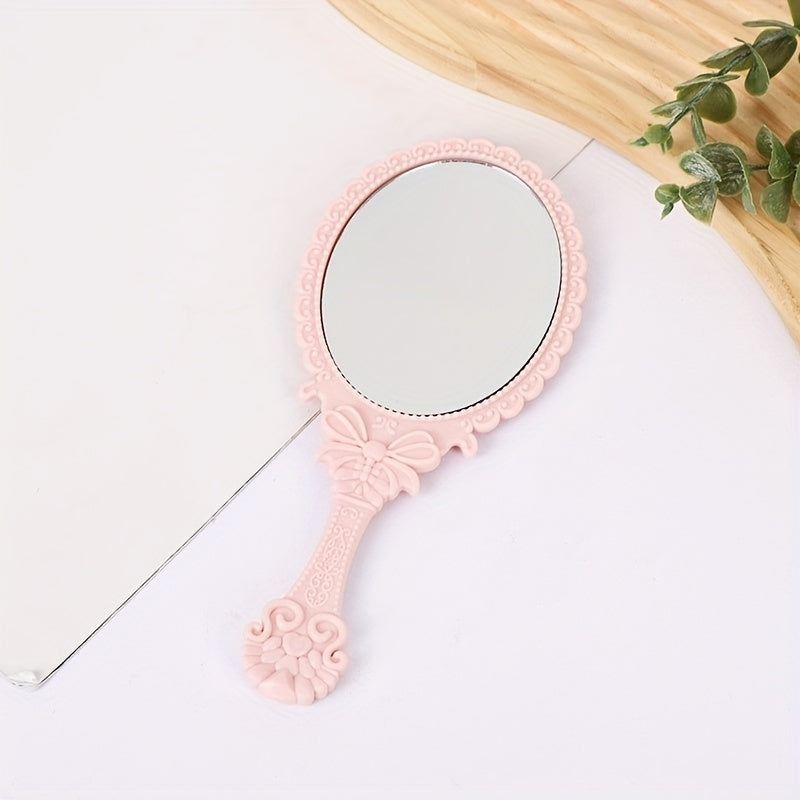 Vintage Handheld Mirror with Handle - Makeup Travel Vanity - Girls Women