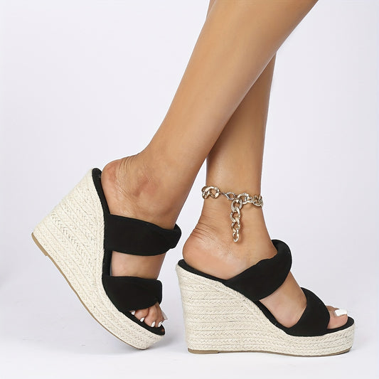 Women's Espadrille Wedge Sandals Twist Knot Slip On High Heels