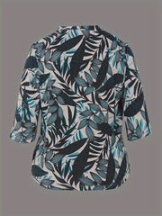  Leaf Print Half Sleeve Cardigan