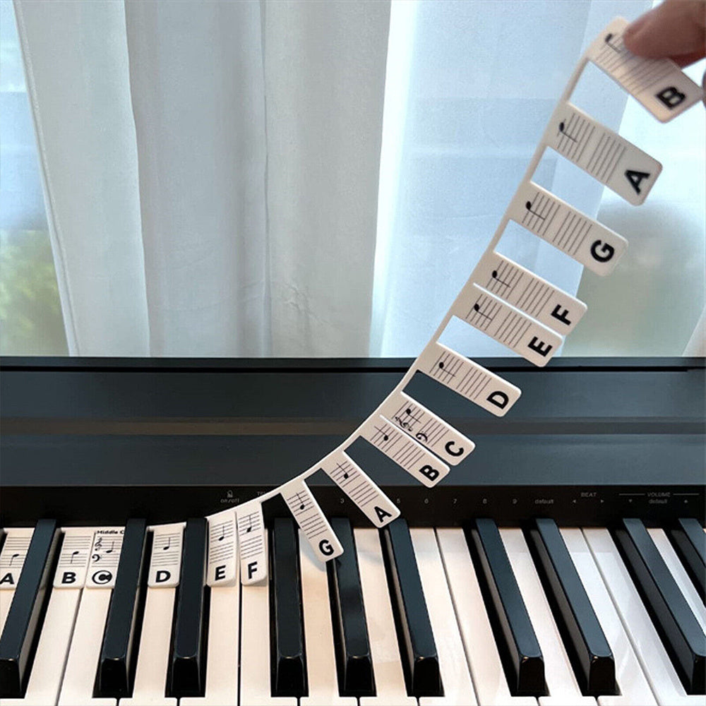 Silicone Piano Stickers 88 Keys Removable Reusable Note Labels