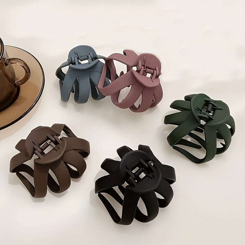 5pcs Frosted Hair Clip Octopus Hair Clip for Women Girls Solid Shark Clip