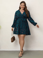 Leopard Print Lantern Sleeve Mini Dress With Belt
