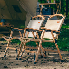 Foldable Outdoor Camping Chair with Wooden Frame
