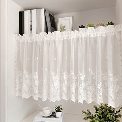 Lace Cafe Curtain Flower Design Rod Pocket Kitchen Dining Room Window Decor
