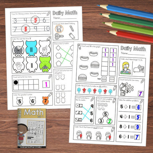 Daily Math Set for Kindergarten Prep - 4 Sets