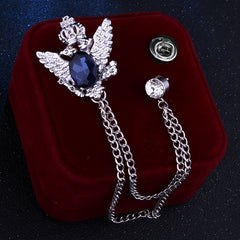 Vintage Business Alloy Tassel Chain Brooch for Men