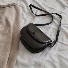 Vintage Solid Saddle Bag All Match Flap Shoulder Bag Crossbody Bag