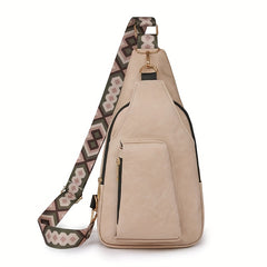 Men's Soft Leather Chest Bag Large Capacity Satchel Diagonal Shoulder Bag