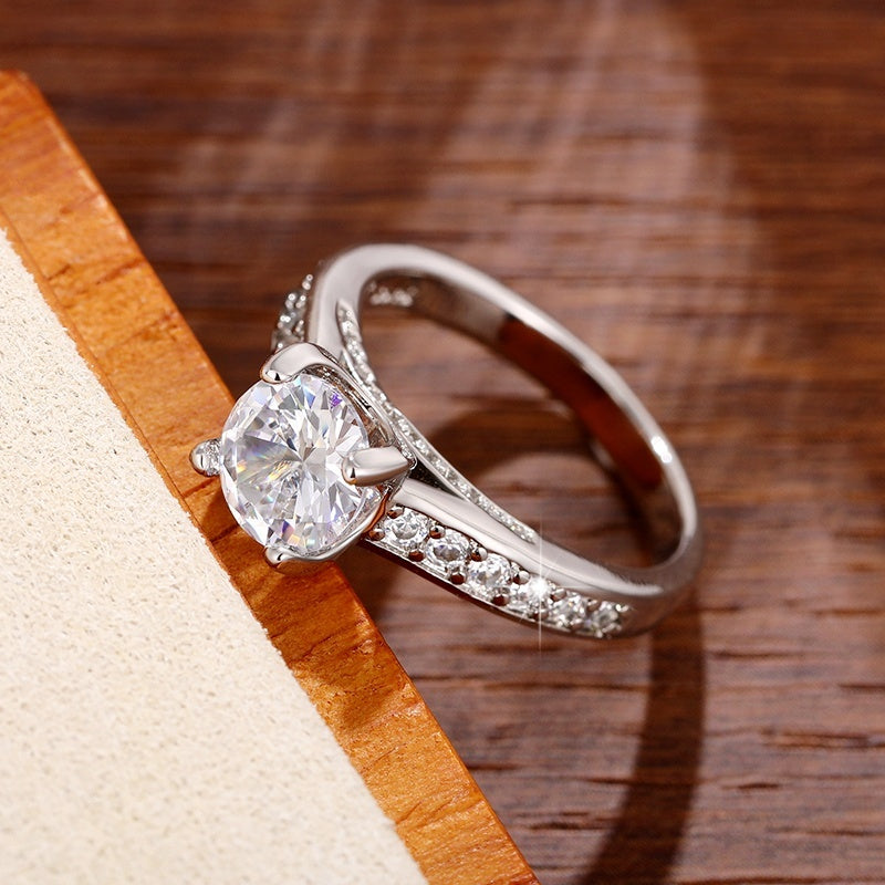 925 Silver Plated Zircon Wedding Ring for Women