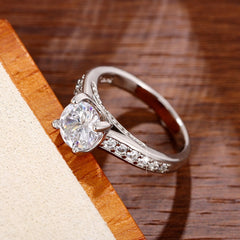 925 Silver Plated Zircon Wedding Ring for Women
