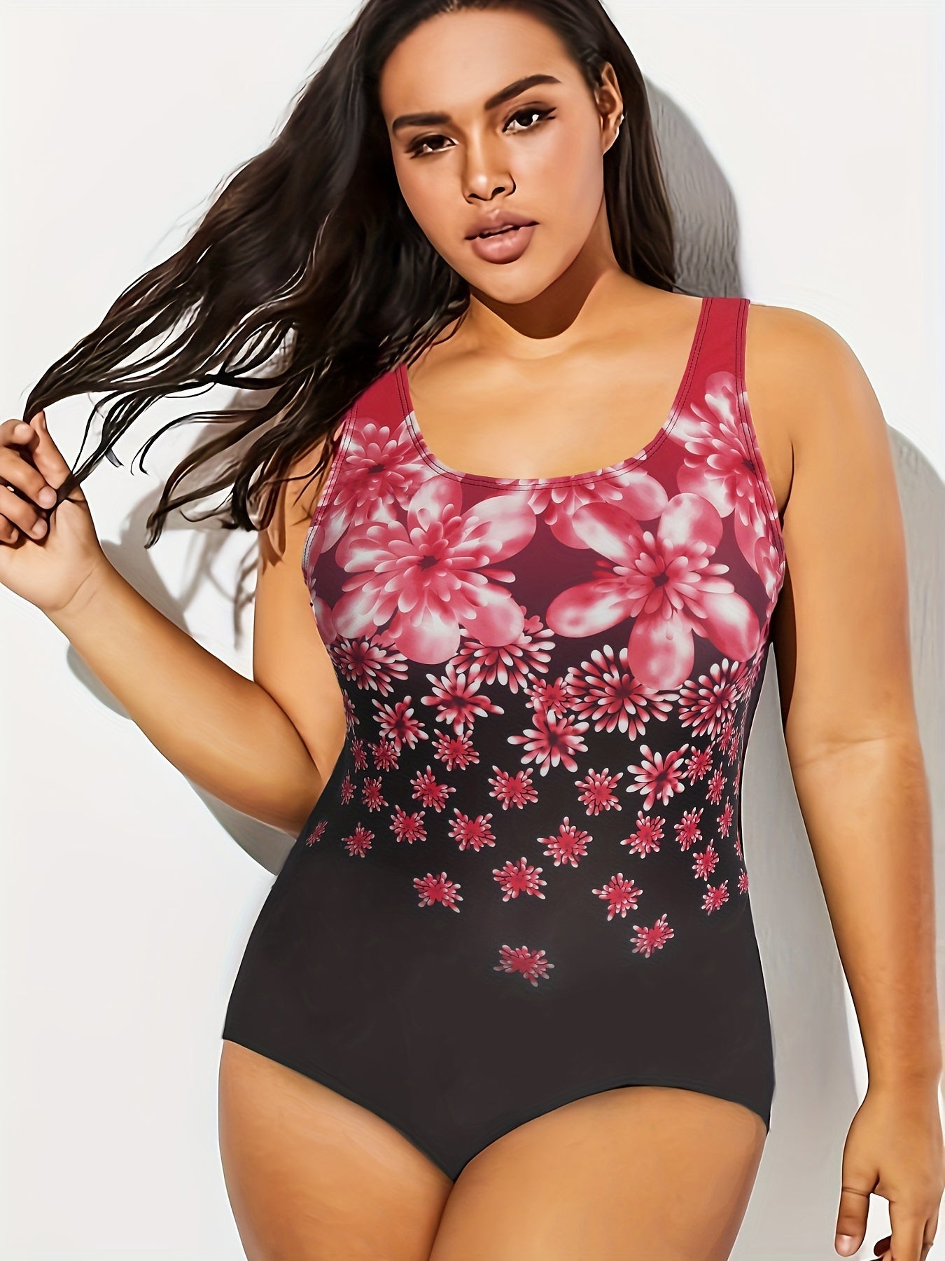  Modest Swimsuit Women's Plus Ombre Floral Print One Piece