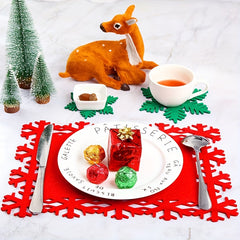 12pcs Christmas Table Pad Felt Heat Insulation Placemat
