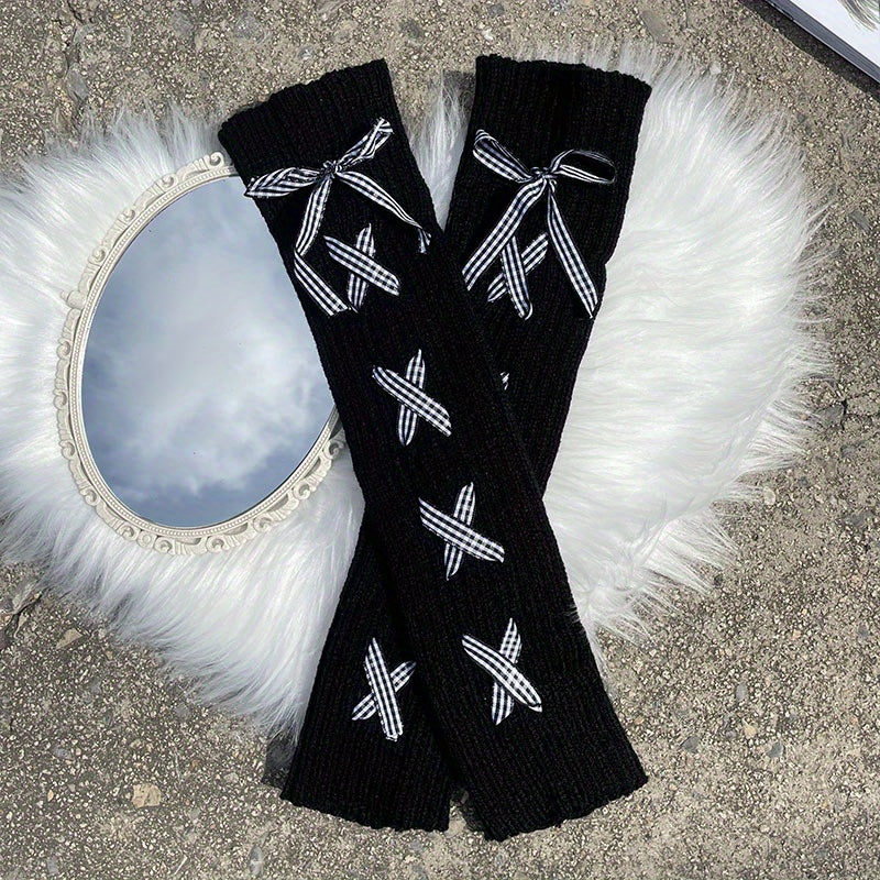 Solid Cross Strap Leg Warmers Knee High Socks Stockings