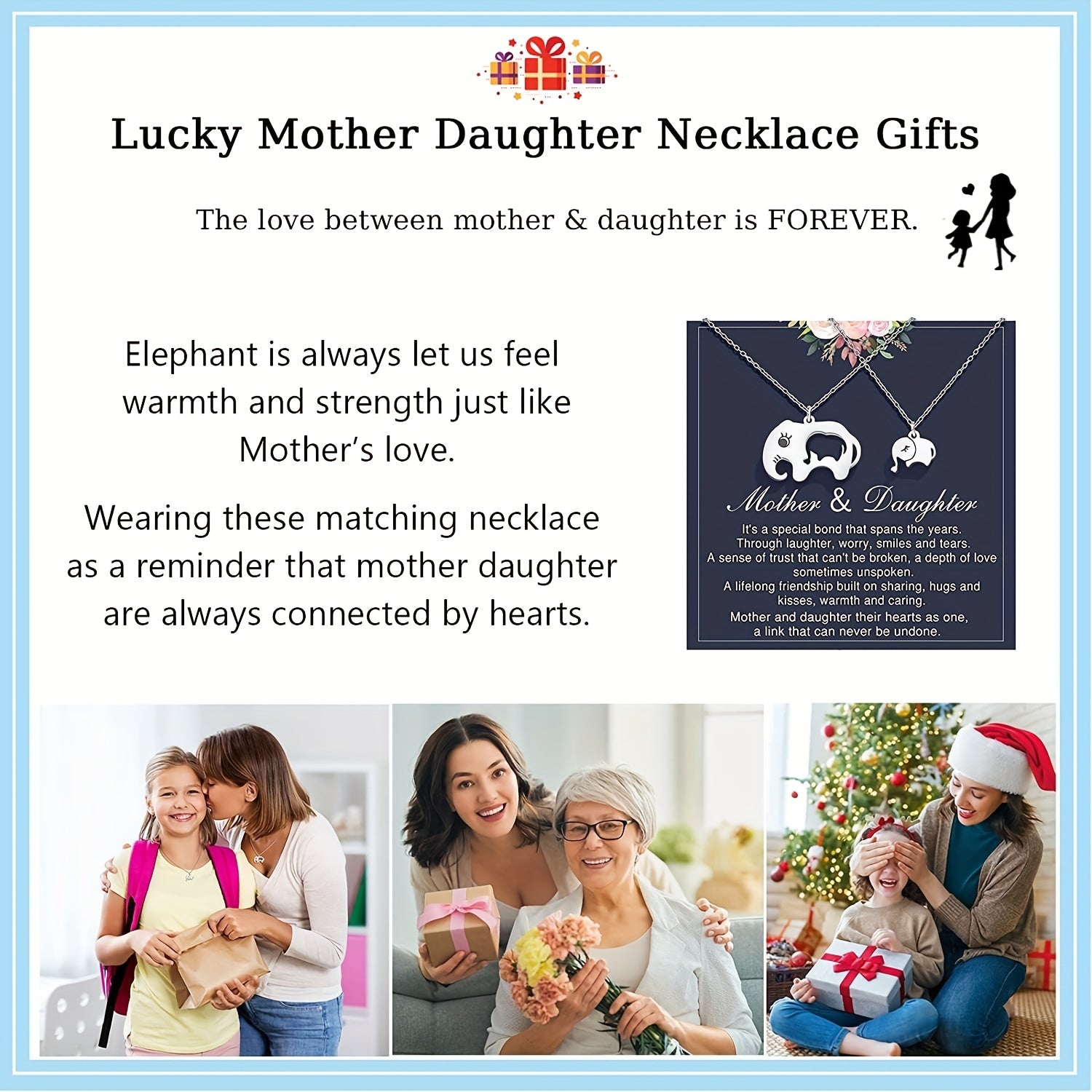 2pcs Elephant Pendant Necklace Silver Plated Decorative Accessories