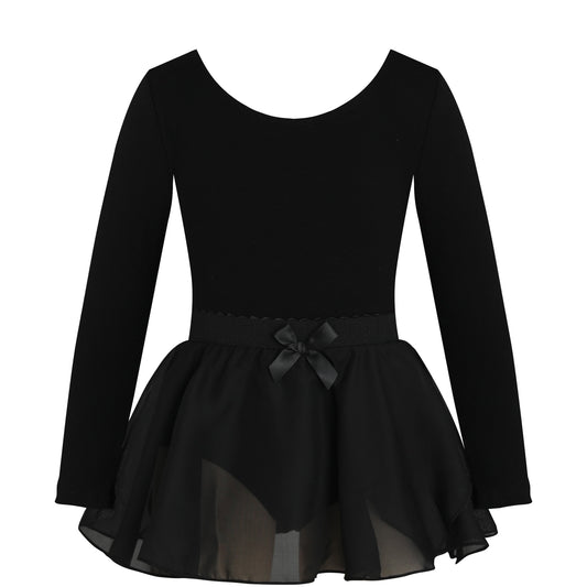 Girls Chiffon Skinny Ballet Dress Long Sleeve Dance Costume