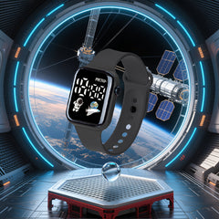 LED Digital Display Sports Watch for Teens Astronaut & Planet Dial Date Calendar