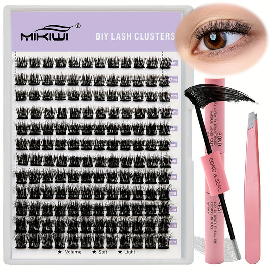 144pcs Cluster Lashes Mix 0.07mm D Curl DIY Kit