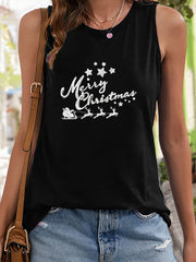 Christmas Printing Tank Top Sleeveless Stretch Stylist Sports Top