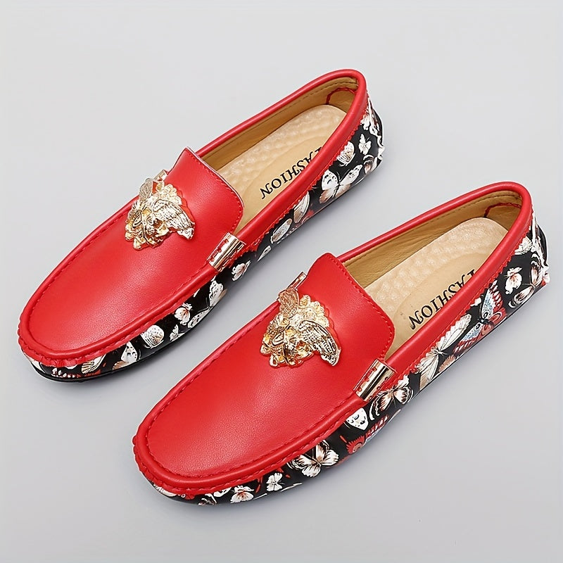 Men's Butterfly Print Slip On Loafers Casual Shoes