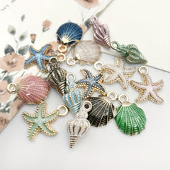 Enamel Shell Starfish Charm Pendant for Bracelet Jewelry Making