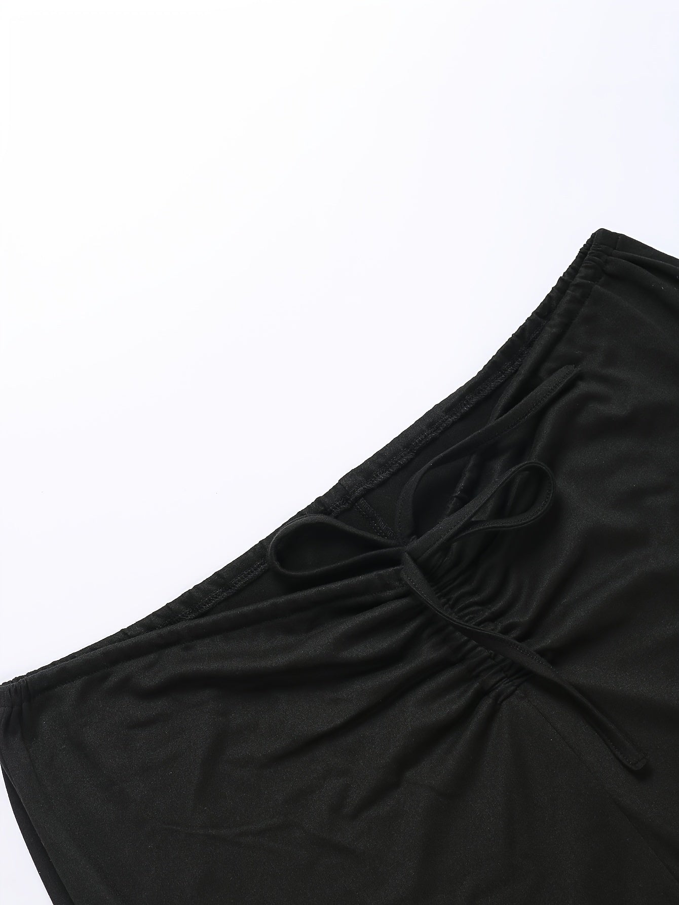 Women's Plus Solid Ruched Tie Front High Rise Flared Leg Trousers