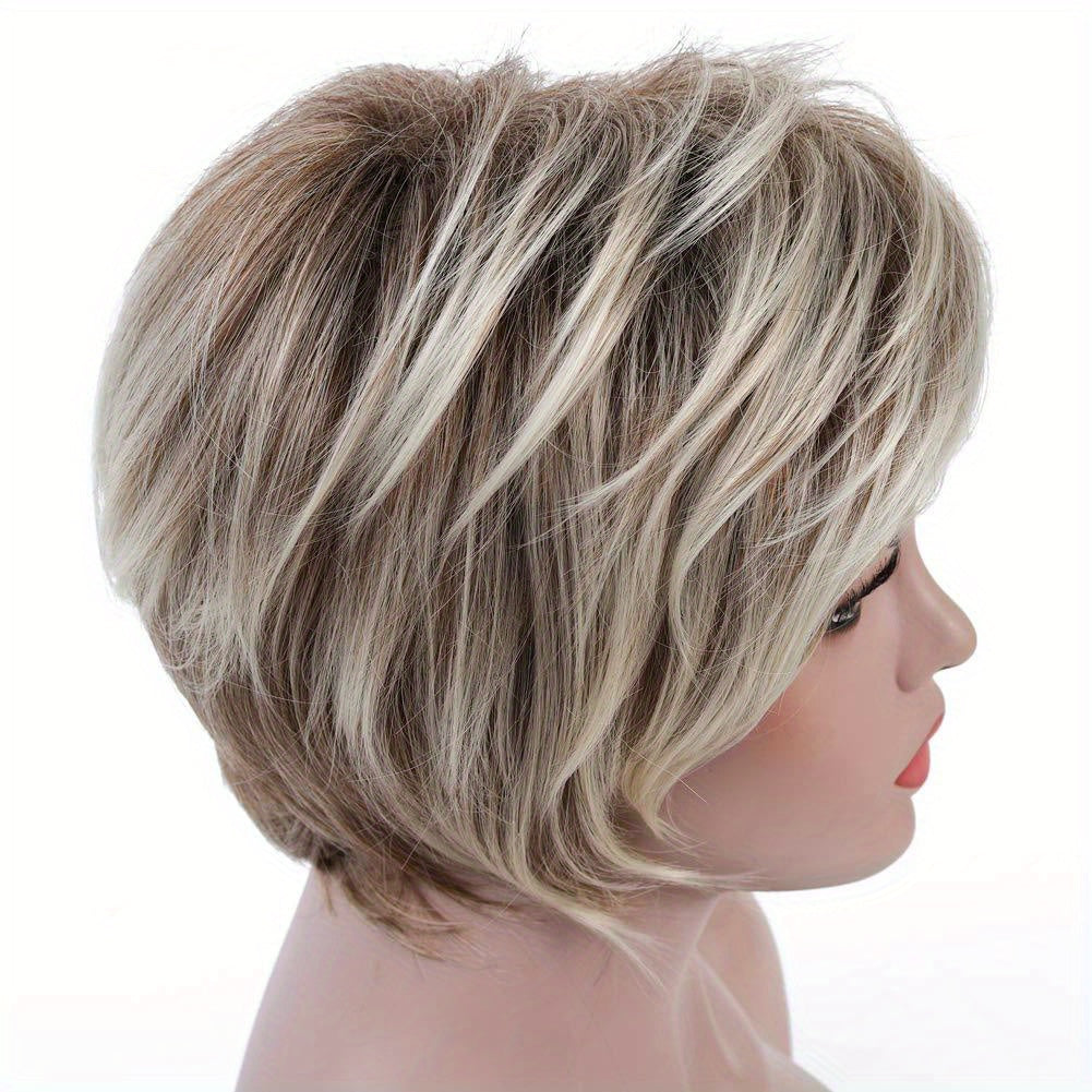 Short Pixie Cut Synthetic Wig With Bangs Natural Looking