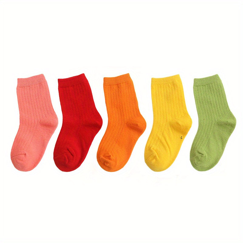 10 Pairs Girls Rainbow Candy Crew Socks for Kids