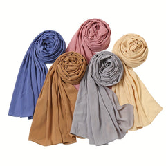Crinkle Chiffon Hijab Solid Scarf Shawl Windproof Head Wrap Turban