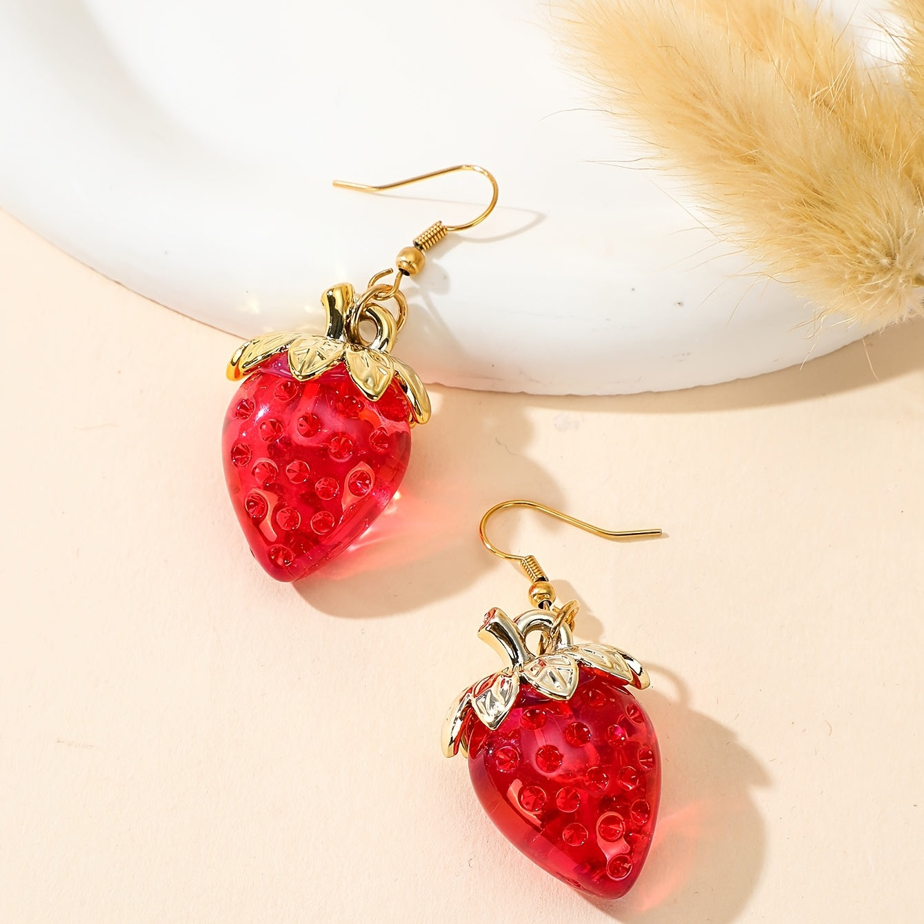 Strawberry Resin Earrings Fun Fruit Earrings For Women Girls