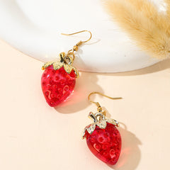 Strawberry Resin Earrings Fun Fruit Earrings For Women Girls