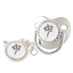 Silvery Crown Letter Pacifier Chain Clip