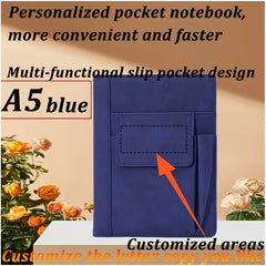 Custom A5 PU Leather Notebook with Personalized Text & Name