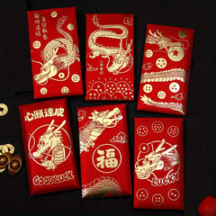 6pcs Year Of The Dragon Red Packet Lucky Money Envelopes