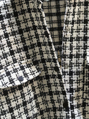 Tweed Plaid Drop Shoulder Jacket for Fall & Winter