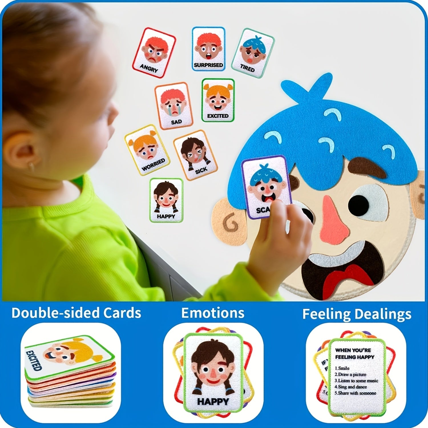 DIY Emotion Recognition Game Set with Expression Cards & Face Panels
